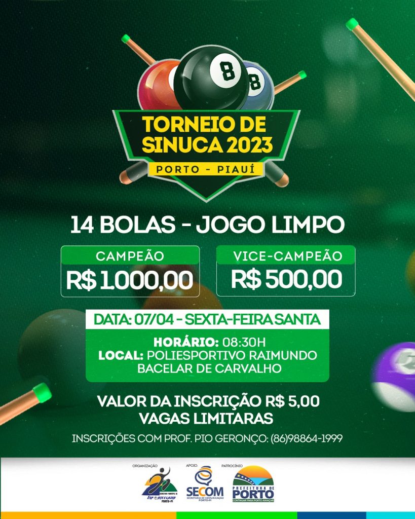 Torneio de Sinuca vai movimentar Poções no próximo final de semana